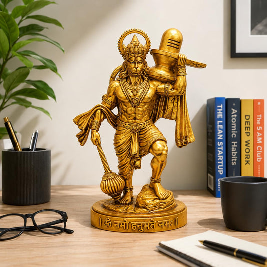 Lord Hanuman with Shivling | Gold Finish