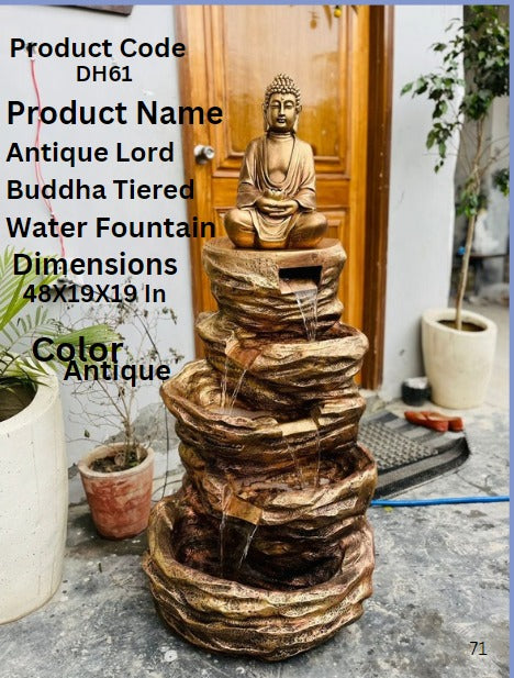 Antique lord buddha tiered water fountain