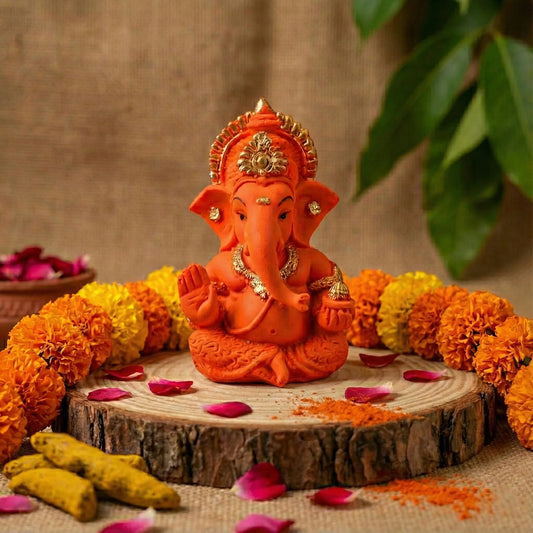 Blessing Ganesha | Orange & Golden